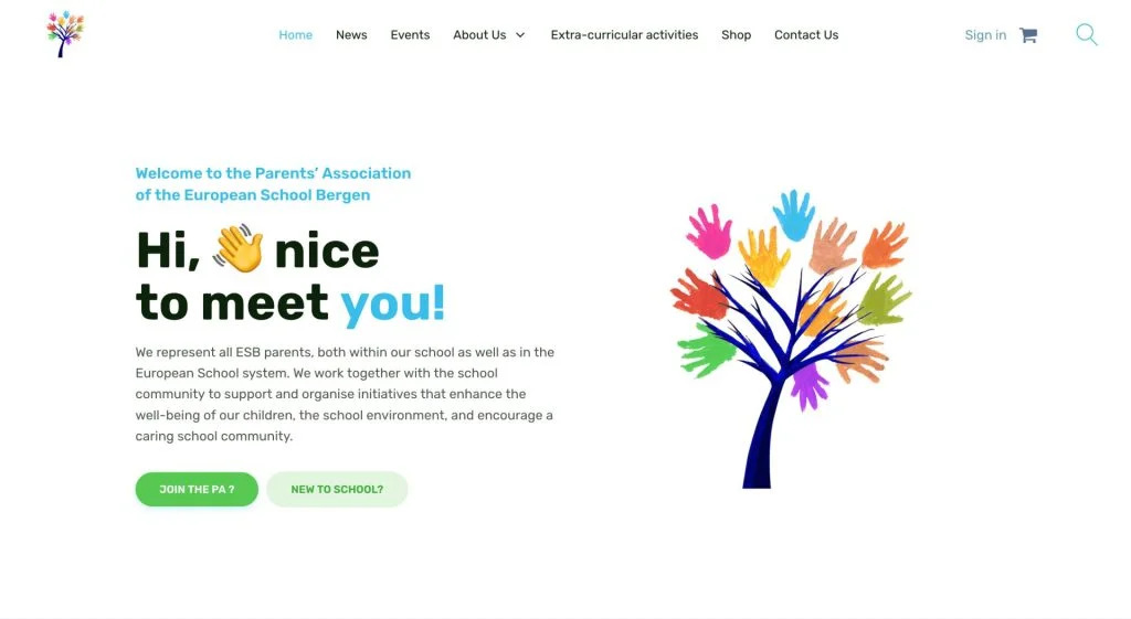 Homepage of the ESB Parent's association