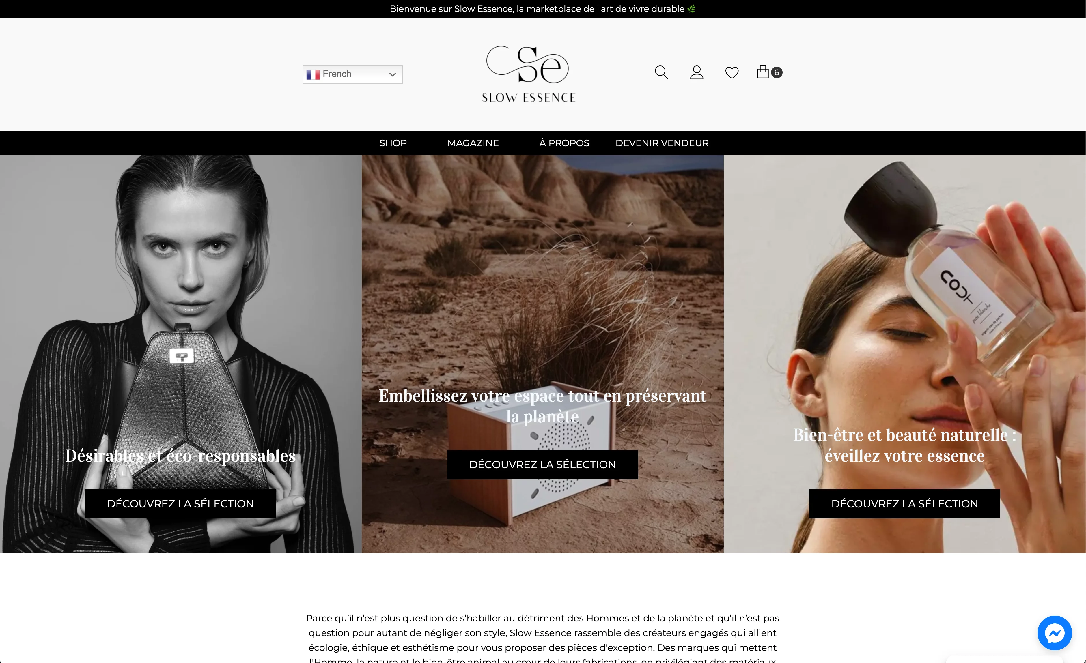 page d'accueil de Slow Essence